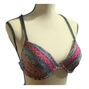 Arizona Bikini Top Padded Bra Size XL Multicolor Spaghetti Straps Racerback